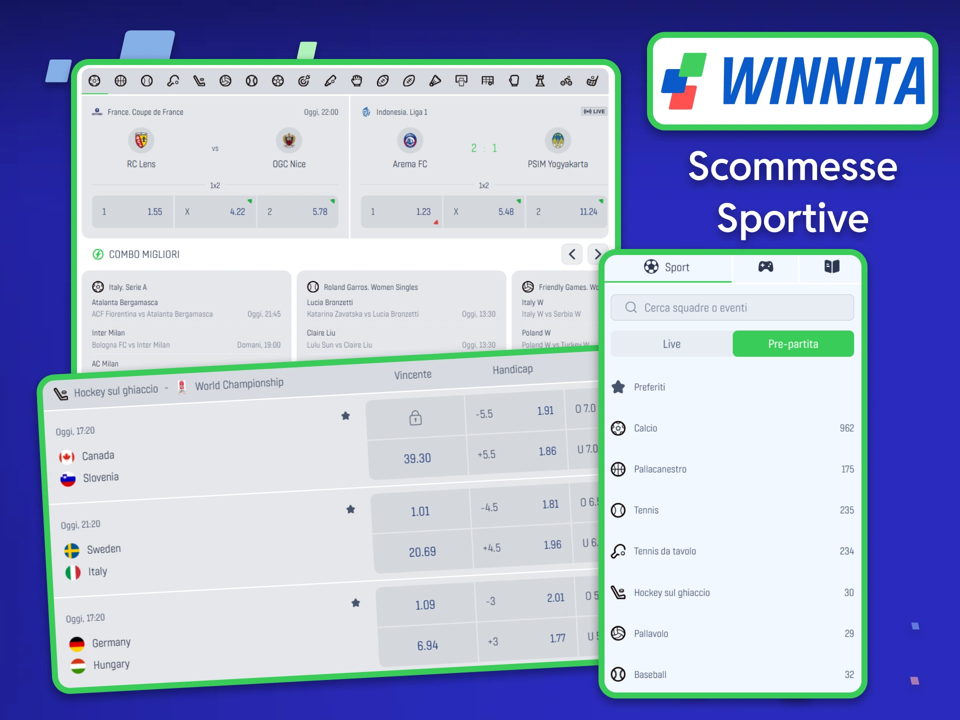 Scopri la sezione dedicata alle scommesse sportive disponibile su Winnita.
